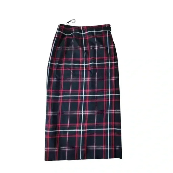 Vintage Charter Club Tartan Plaid Wrap Maxi Skirt Size 10 Wool Blend - Picture 4 of 7